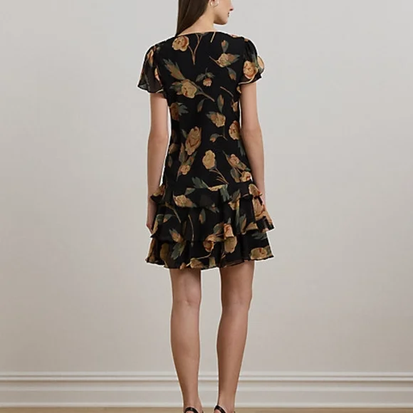 Lauren Ralph Lauren Black Floral Mini Dress - Picture 2 of 9